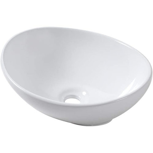Sarlai 13'' White Ceramic Oval Vessel Bathroom Sink Wayfair
